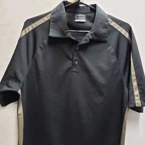 Nike Golf mens/unisex small polo shirt black w/ grey stripe